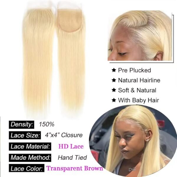 613 # Straight Human Hair Closure - Image 4