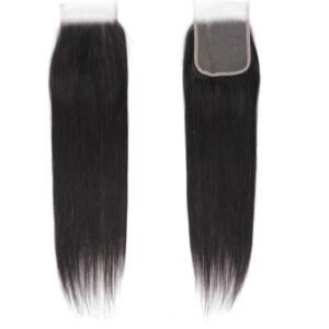 4x4 Swiss Lace Straight Human Hair Free Part/ Middle Part/ Three Part Lace Closure