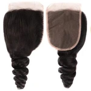 4x4 Swiss Lace Loose Wave Human Hair Free Part/ Middle Part/ Three Part Lace Closure