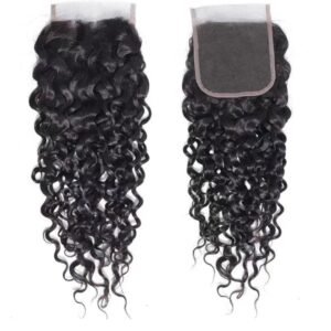 4x4 Swiss Lace Water Wave Human Hair Free Part/ Middle Part/ Three Part Lace Closure