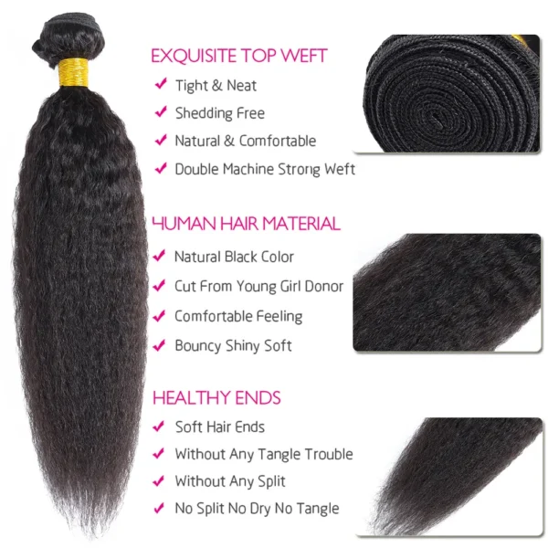 10A Remy Hair Kinky Straight Human Hair Bundle (1 PC) - Image 5